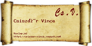 Csiszér Vince névjegykártya